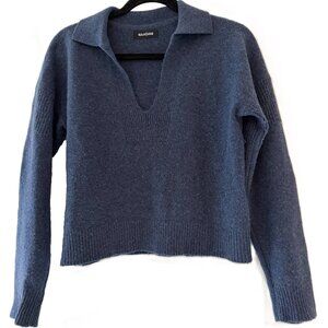 Naadam Blue Cashmere Sweater | Soft Collared V-Neck